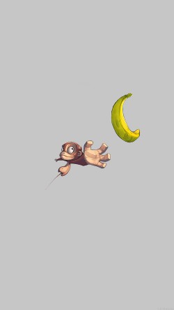 ai41-monkey-banana-love-white-illust-art-minimal