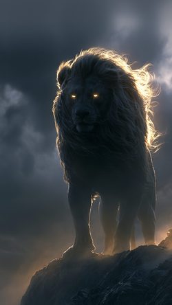 Art Fantasy Dark Flare Lion Storm Roar