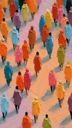 Art Rainbow Illust People Crowd