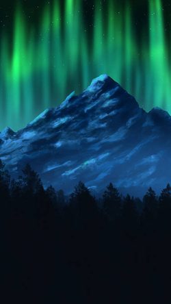 Art Aurora Mountain Night Landscape Flare
