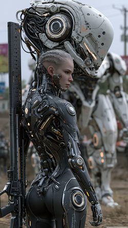 Art Beauty Tbot A Handsome Wearing Tight Fitting Cyberpunk Android Mecha Futuristic Space Armor