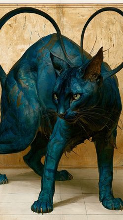 Art Cat Displacer Beast A Like Creature With Fantasy Catlike Blueblack 3d