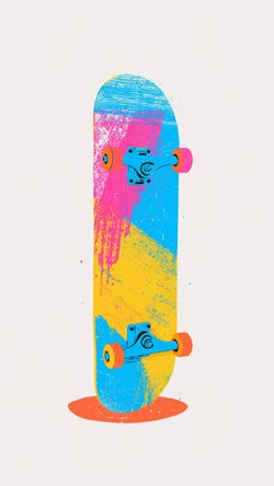 Art Haikulabs Minimalist Collage OF A Skateboard AR Minimal Colorful Retro Abstract