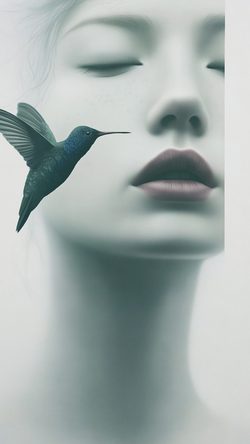 Art Ethereal People Woman Hummingbird Soft Surreal