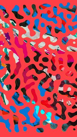 Art Abstract Organic Cutout Red Blue Liquid
