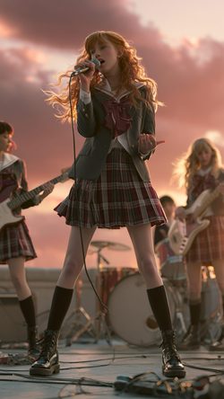 bn87-art-girl-band-performance-stage-uniform-microphone-sunset