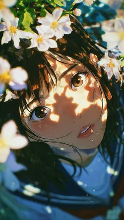 Art Anime Girl Flower People Soft Sunlight Aesthetic
