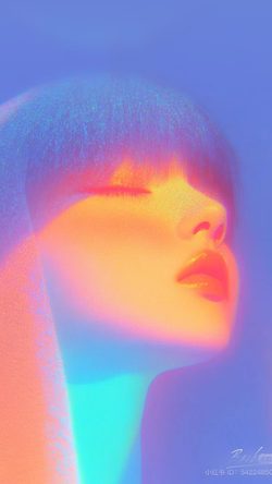 Art People Neon Gradient Flare Dreamy Woman Illust