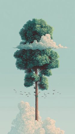 Art Tree Cloud Surreal Minimal Pastel Sky