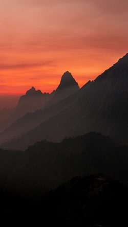 Mountain Sunset Mordor Nature Red