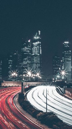City Car Night View Dark Nature Blue