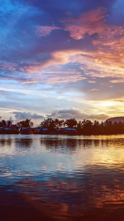 Sunset River Lake Beautiful Nature Flare