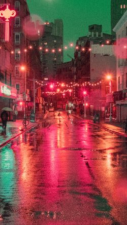 Nature Street City Light Red Rain Neon